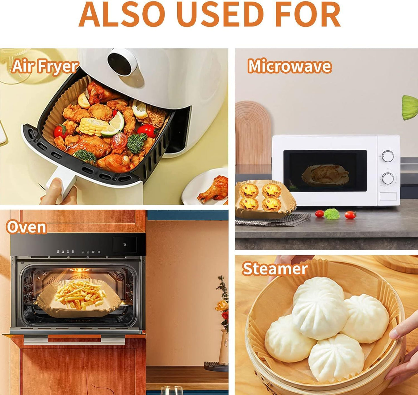 50pcs Homestreadhues™ Air Fryer Liner, Baking Disposable Homestreadhues™ Air Fryer Parchment Paper, Multipurpose Oil-absorbing Paper Tray